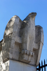 Closeup fragment of the fence in the form of an stone eagle, Vienna, Austria