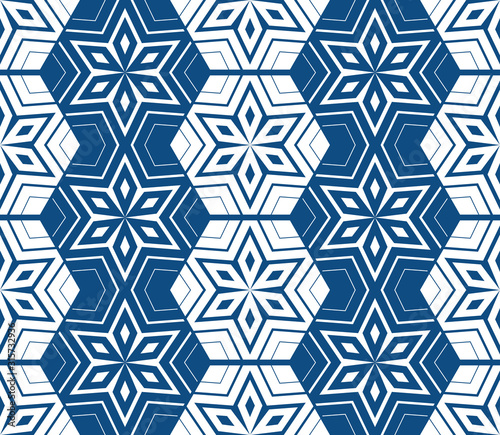 Abstract seamless geometric pattern. Some forms smoothly transform into other...