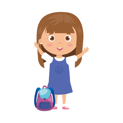 Wall Mural - student girl with school suitcase, back to school