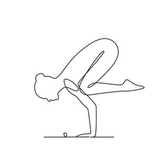 Poster - Yoga position one line drawing on white isolated background