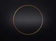 Round gold circle ring frame over black background with gradient and copy space for your text. Empty mock up banner, 3d render