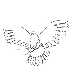 Sticker - Eagle one line drawing on white isolated background.