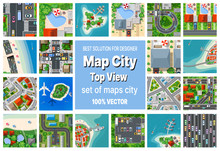 A Set Of Maps Top View Of The City