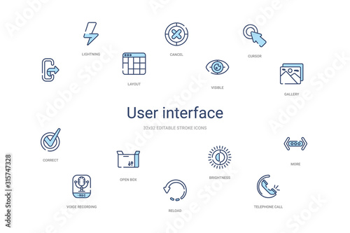 Fotografía user interface concept 14 colorful outline icons
