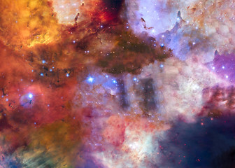 Wall Mural - The Lagoon Nebula in bright colours. Deep space look. Science fiction wallpaper. Elements of this image were furnished by NASA.