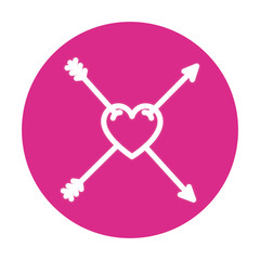 Sticker - heart with arrows on pink background