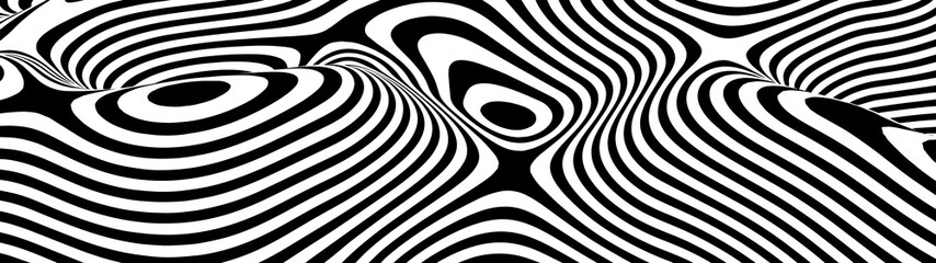 Poster - Hallucination. Optical illusion. Twisted illustration. Abstract futuristic background of stripes. Dynamic wave. Vector.