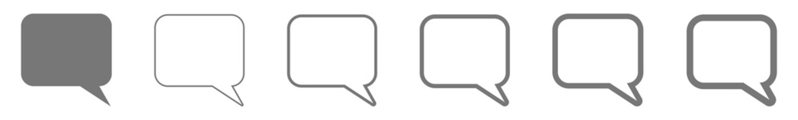 Wall Mural - speech bubble balloon icon gray | blank rectangle rounded bubbles | communication symbol | message l