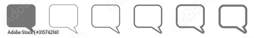 Fotomural Speech Bubble Balloon Icon gray | Blank Rectangle Rounded Bubbles | Communicatio