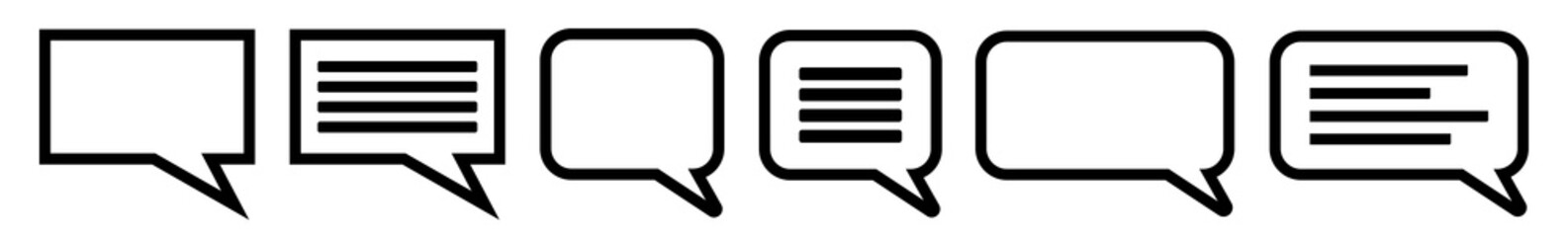 Wall Mural - speech bubble balloon lines icon black | blank shape bubbles | communication symbol | message logo |