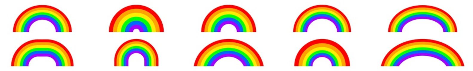 Wall Mural - rainbow icon colors | rainbows | peace symbol | weather logo | happy sign | isolated | variations