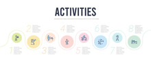 activities concept infographic design template. included parkour, aerobic, freestyle, motorcycle, walking, beer pong icons