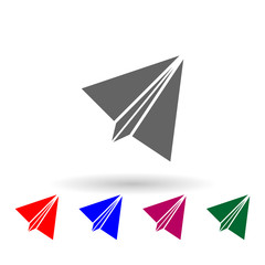Poster - Paper airplane multi color icon. Simple glyph, flat vector of web icons for ui and ux, website or mobile application