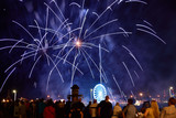 Fototapeta Most - Szczecin during fireworks shows.