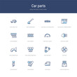 © zaurrahimov - set of 16 vector stroke icons such as car distributor cap, car door, car engine, exhaust, fan, fan belt from parts concept. can be used for web, logo, ui\u002fux