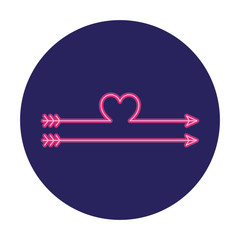 Poster - arrows with shape heart in neon light, valentines day