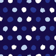 Wall Mural - vector blue monochrome paint blob polka dot repeat pattern. suitable for textile, wallpaper and gift