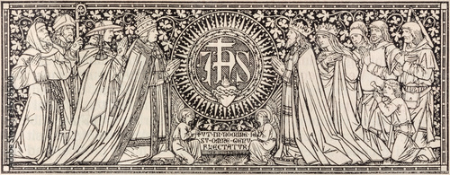 Cuadros en Lienzo BRATISLAVA, SLOVAKIA, NOVEMBER - 21, 2016: The lithography of JHS (name of Jesus) initials in Missale Romanum by unknown artist with initials F