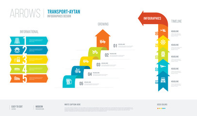  arrows style infogaphics design from transport-aytan concept. infographic vector illustration