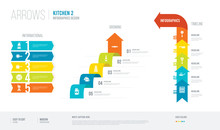 Arrows Style Infogaphics Design From Kitchen 2 Concept. Infographic Vector Illustration