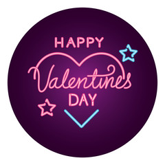 Poster - happy valentines day lettering with heart and stars