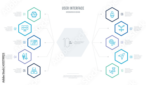 Fotografía user interface concept business infographic design with 10 hexagon options
