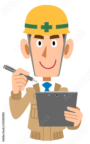 クリップボードとペンを持つ建築作業員の男性 Buy This Stock Vector And Explore Similar Vectors At Adobe Stock Adobe Stock
