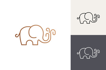 Wall Mural - Cute elephant logo vector. Elephant line art logo inspiration