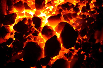 Poster -  Combustion of coal anthracite of different fractions, generating heat.