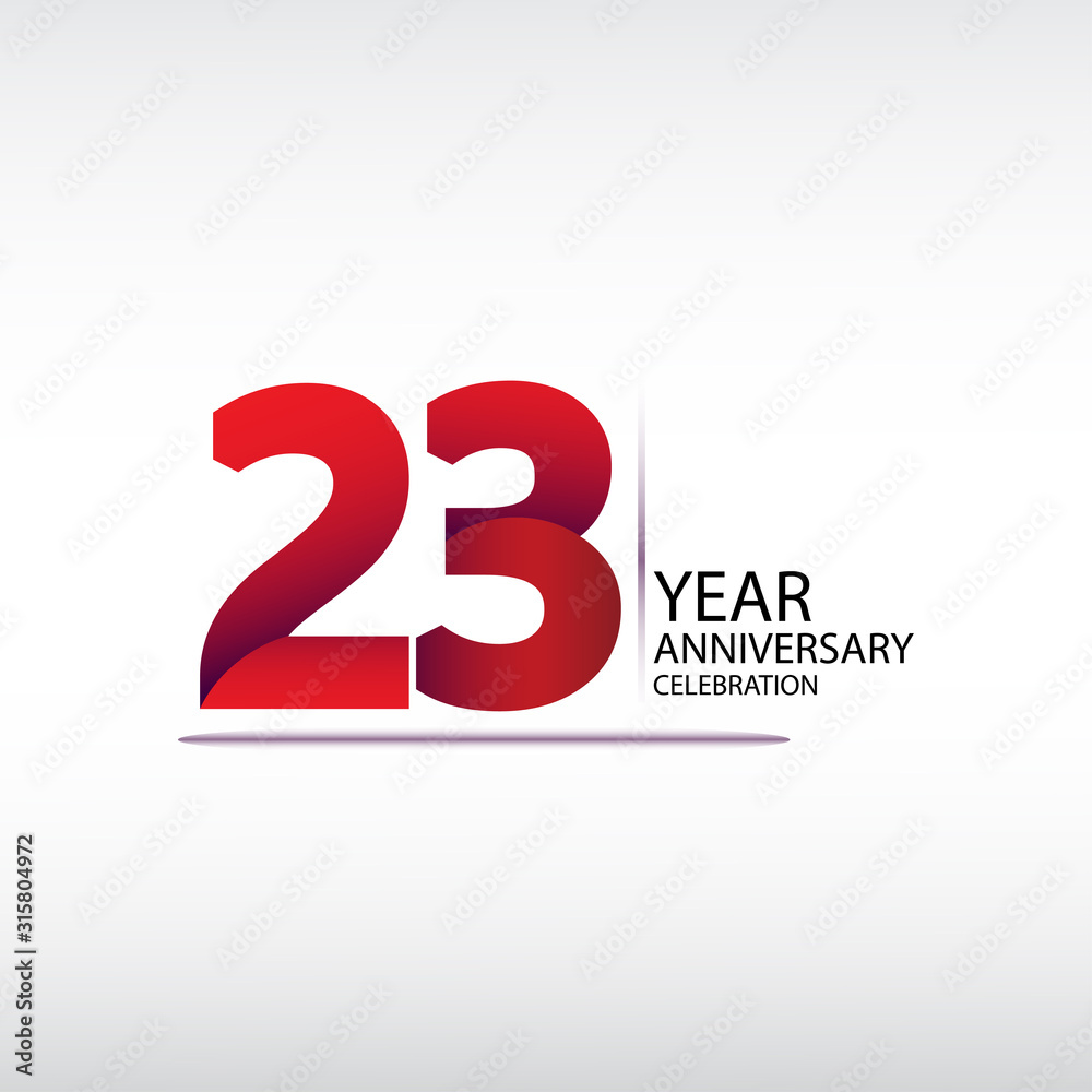 23 years anniversary celebration logotype. anniversary logo with red,  vector design for celebration, invitation card, and greeting card Stock  Vector | Adobe Stock, image size:1000x1000