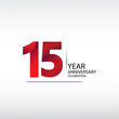 15 years anniversary celebration logotype. anniversary logo with red, vector design for celebration, invitation card, and greeting card