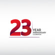 23 years anniversary celebration logotype. anniversary logo with red, vector design for celebration, invitation card, and greeting card