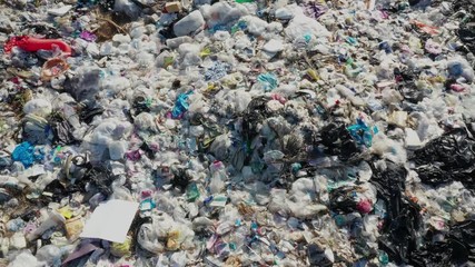 Canvas Print - Plastic pollution in a landfill garbage dump in Thailand 