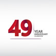 49 years anniversary celebration logotype. anniversary logo with red, vector design for celebration, invitation card, and greeting card