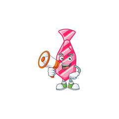 Sticker - Cool cartoon character of pink stripes tie holding a megaphone