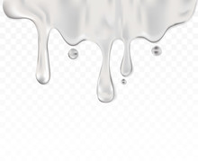 Silver Frosting Dripping Horizontal Border Transparent Vector Background