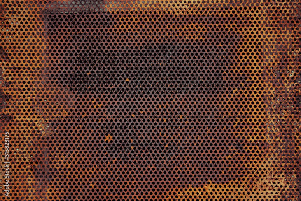 Texture old paint on a rust metal surface. Metal background, rust, copy space - obrazy, fototapety, plakaty 