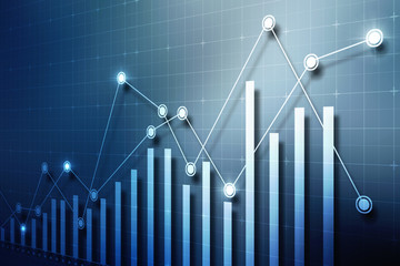 2d rendering Stock market online business concept. business Graph 