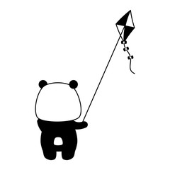 Sticker - cute panda with kite toy