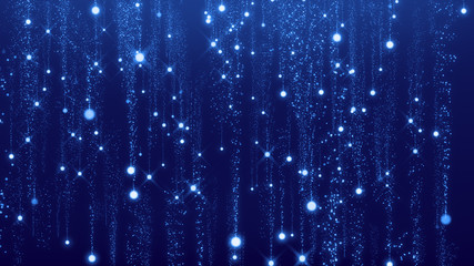 Wall Mural - abstract blue magic light trail particle dust glittering background camera fly through sparkling star