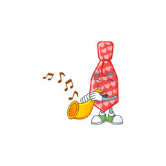 Sticker - cartoon character style of red love tie performance with trumpet