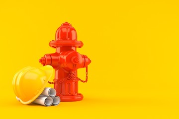 Canvas Print - Fire hydrant with blueprints