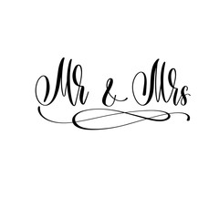 Wall Mural - Mr and Mrs - hand lettering inscription to wedding invitation or Valentines day design