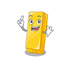 Sticker - One Finger gold bar in mascot cartoon character style