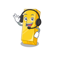 Sticker - Smiley gold bar cartoon character design wearing headphone