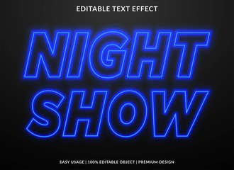 Poster - night show text effect template with 3d type style and bold text concept use for brand label and log