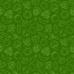 food background, vegetables seamless pattern. healthy eating - tomato, garlic, carrot, pepper, brocc