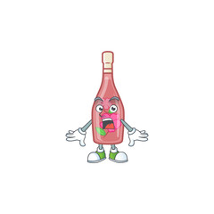 Sticker - Pink bottle wine cartoon character design on a surprised gesture