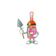 Cool clever Miner pink bottle wine cartoon character design