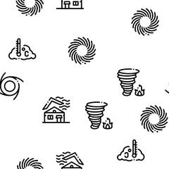 Poster - Tornado And Hurricane Seamless Pattern Vector Thin Line. Illustrations